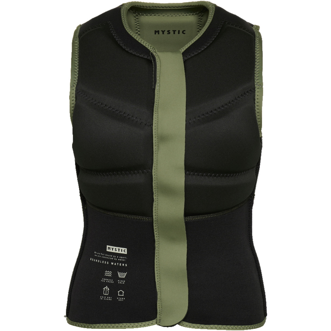 2026 Mystic Womens Star Front Zip Impact Vest 35005.230232 - Olive Green